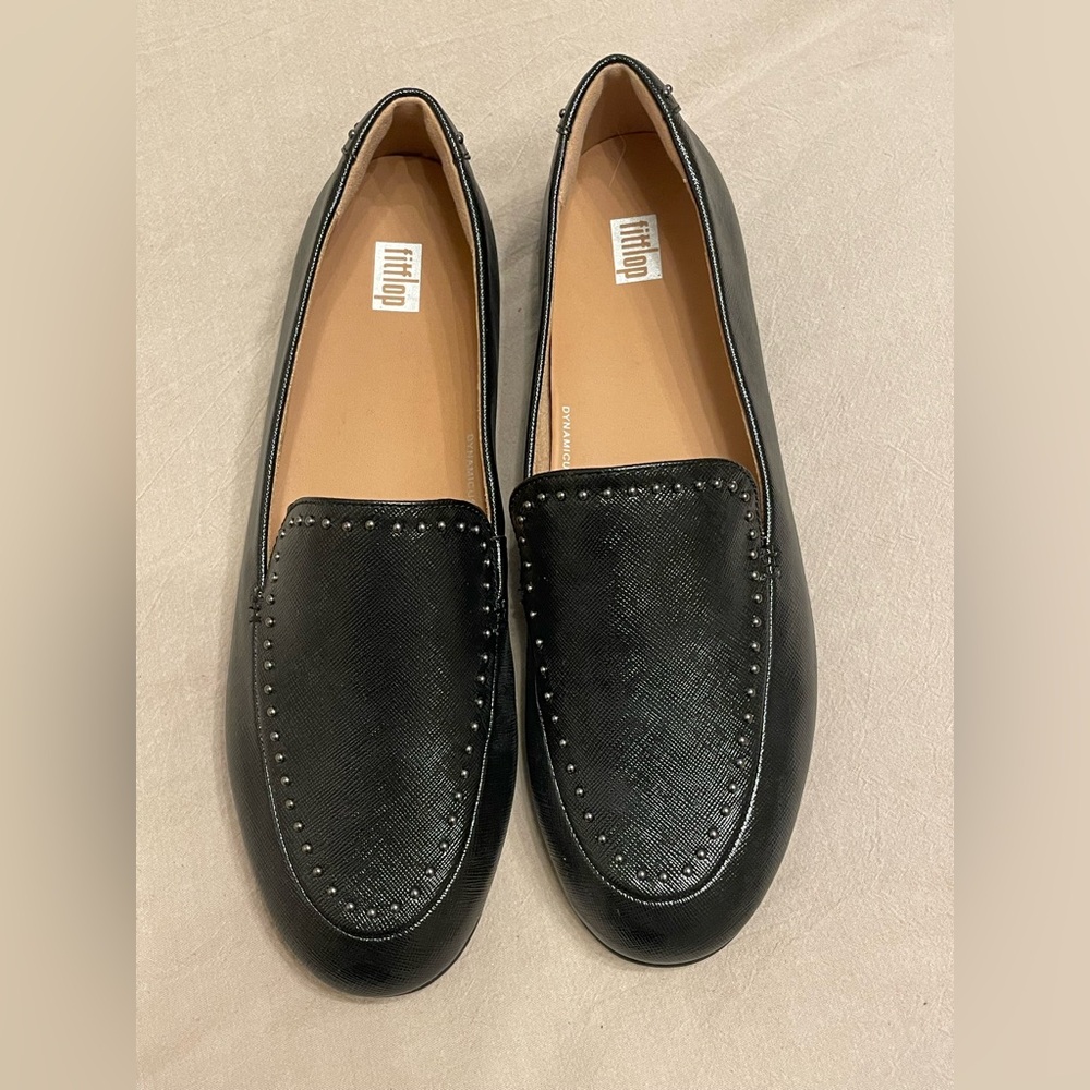 NEW FitFlop Lena Microstud Loafers Lightweight Trendy Soft Black Size Size 10